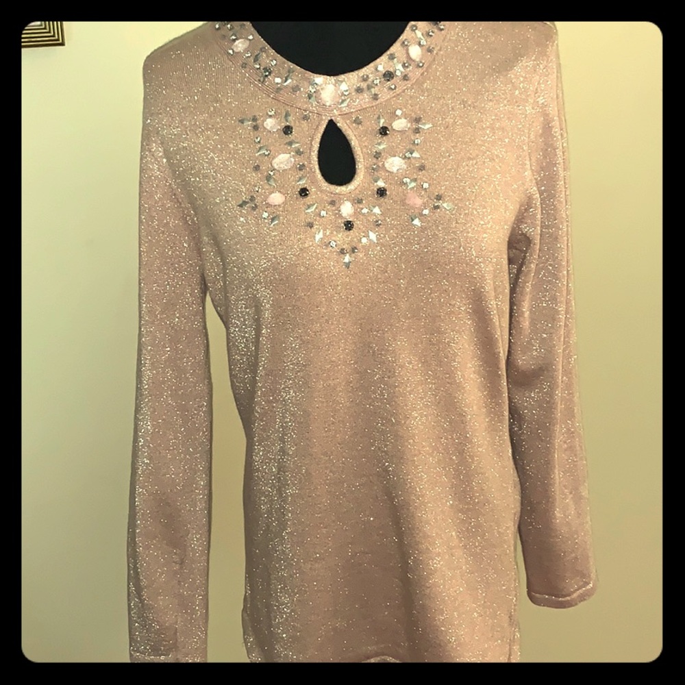 Reba Metallic Gold Embellished Top. Size Medium